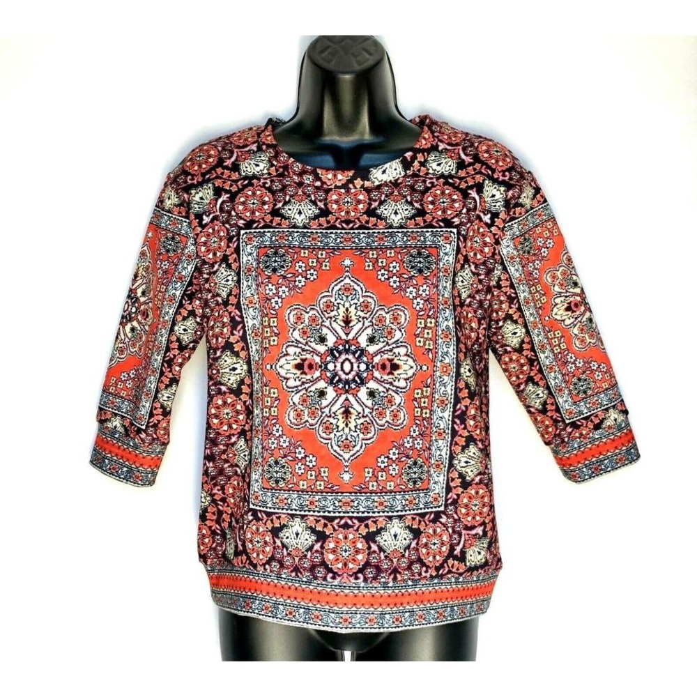 Topshop Neoprene Boho Scarf Print Sweatshirt Womens 2 Y2K Pullover